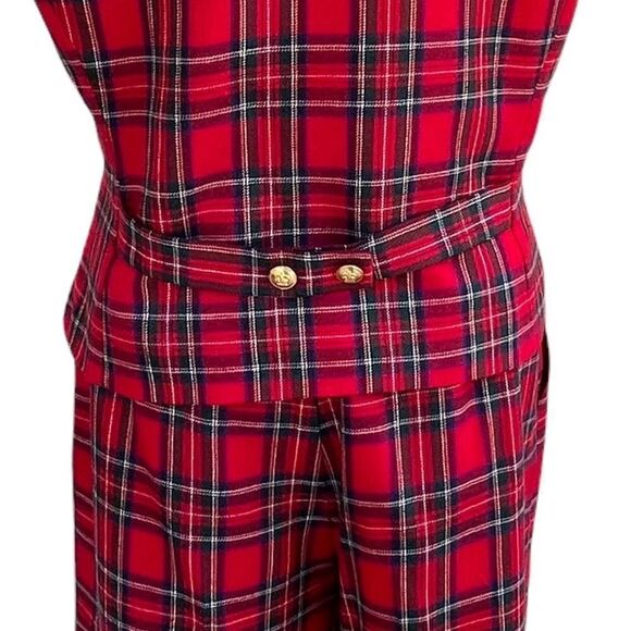 Vintage 80’s David Brooks Red Plaid Two Piece Shorts & Vest Set 8 - Picture 11 of 11